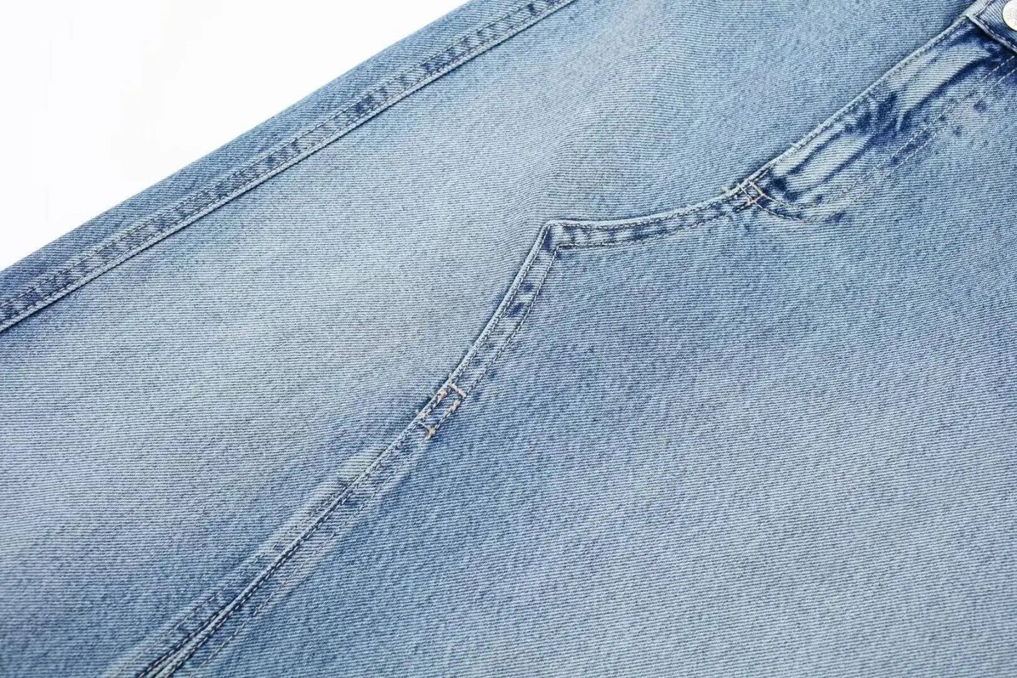 ANJY Summer New Women Chic Y2K Streetwear Elegant Ins Trendy Vintage Asymmetrical High Waisted Slimming Denim Split Skirt HK7080