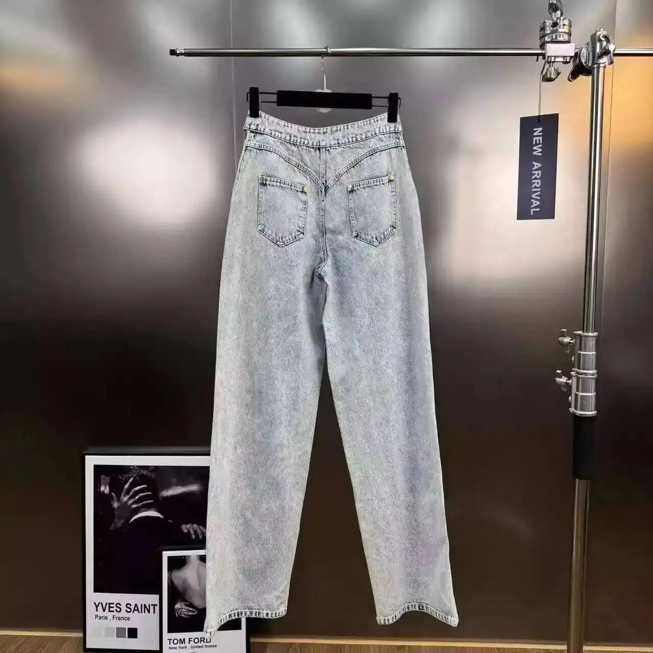 ANJY Autumn New Women's Streetwear Y2K Chic Fashion Safari Style Niche Personality Spliced Button Jeans Casual Denim Pants A7689