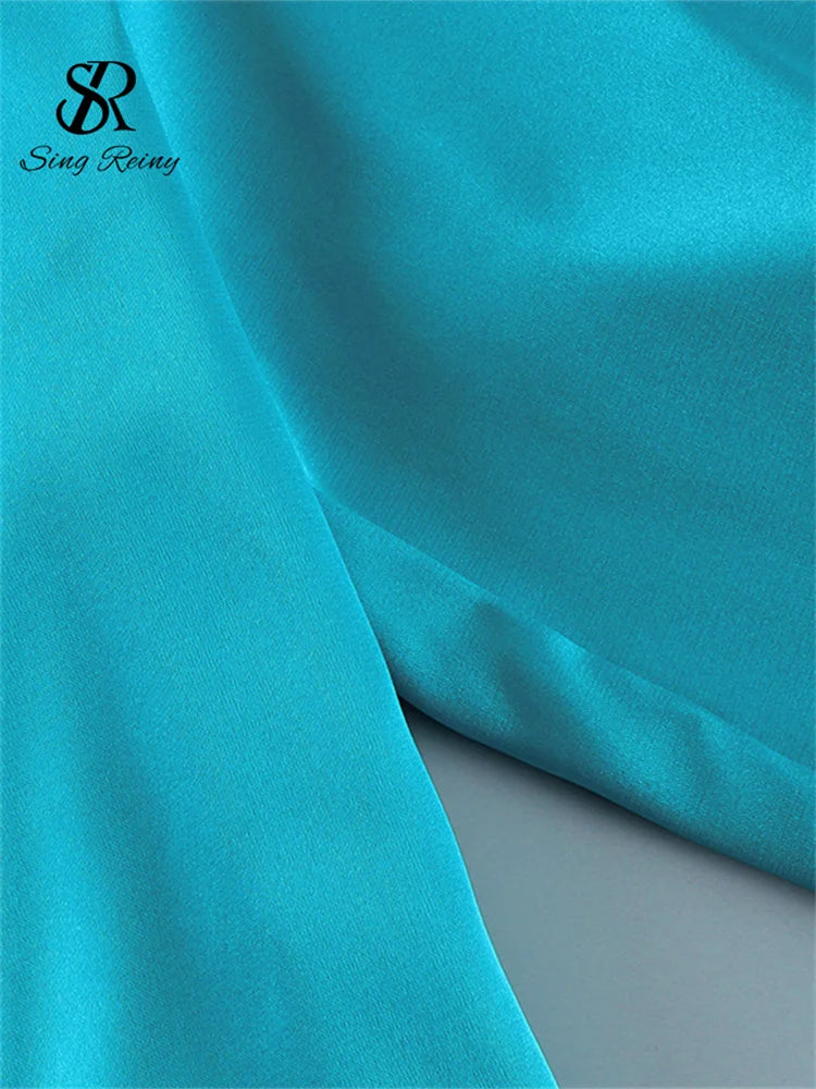 Slim Fit Satin Long Sleeve Button-Up Blouse for Women