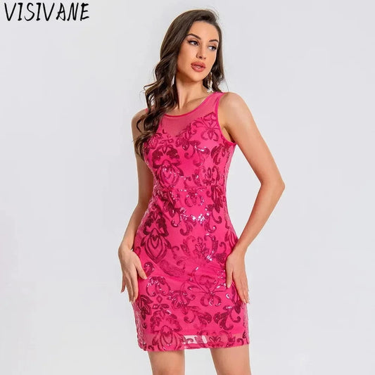 Mini Dresses for Women Clothing Sexy Summer Fashion Casual Vintage Elegant Streetwear Party Club Stage Sequin Vestido De Festa