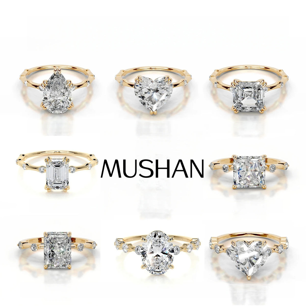 Moissanite Sterling Silver Wedding Ring Set for Women