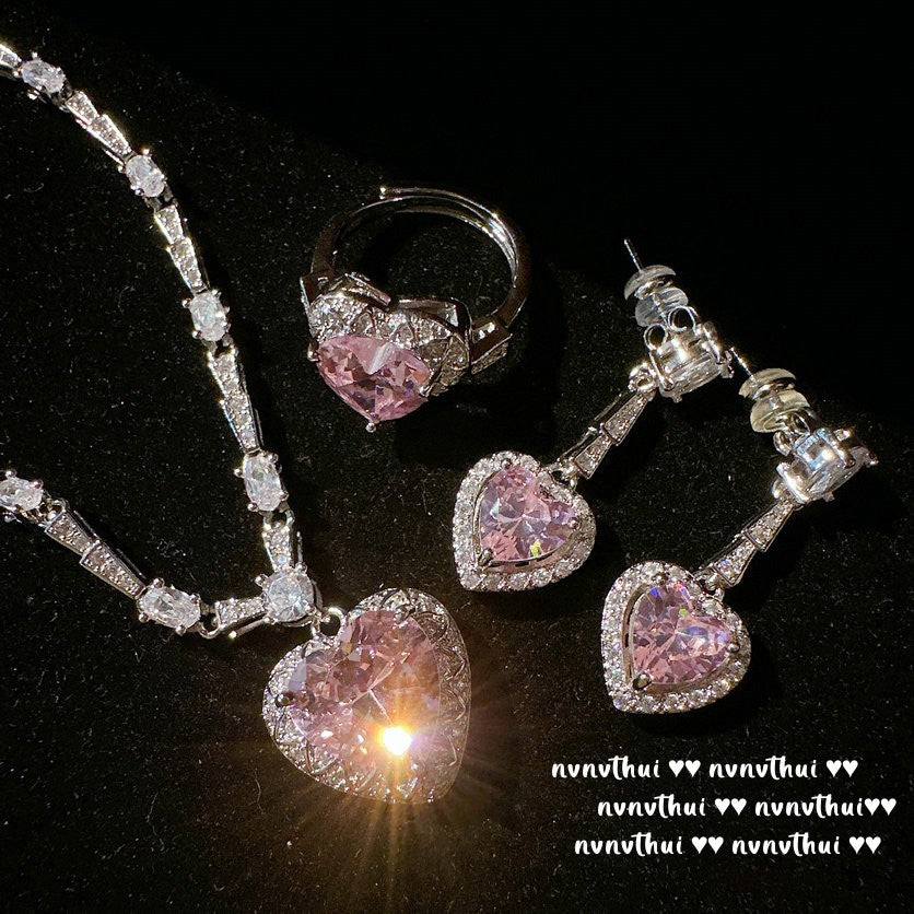 Sparkling Heart Cubic Zirconia Jewelry Set for Women