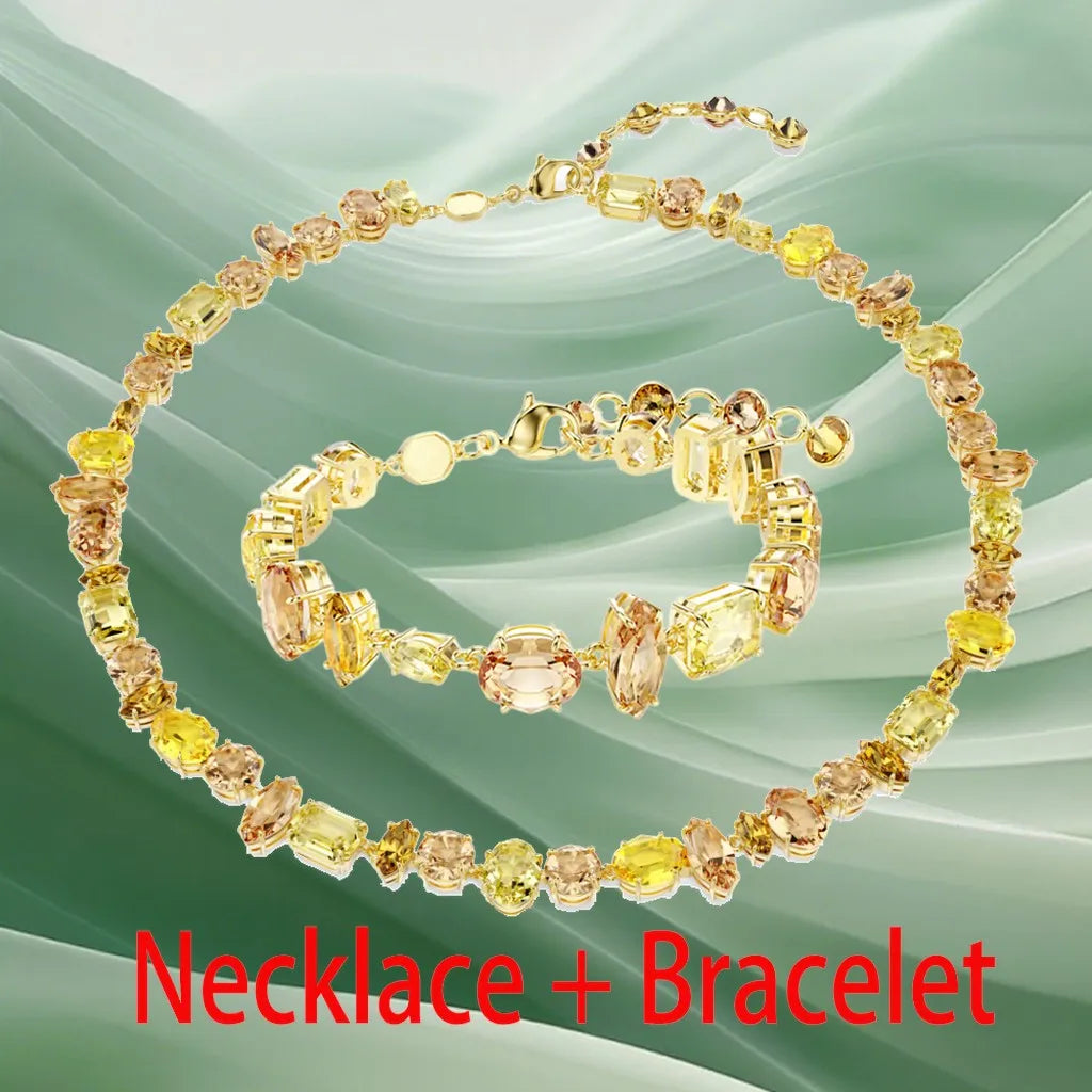 Radiant Mixed-Cut Gold-Plated Crystal Pendant for Women