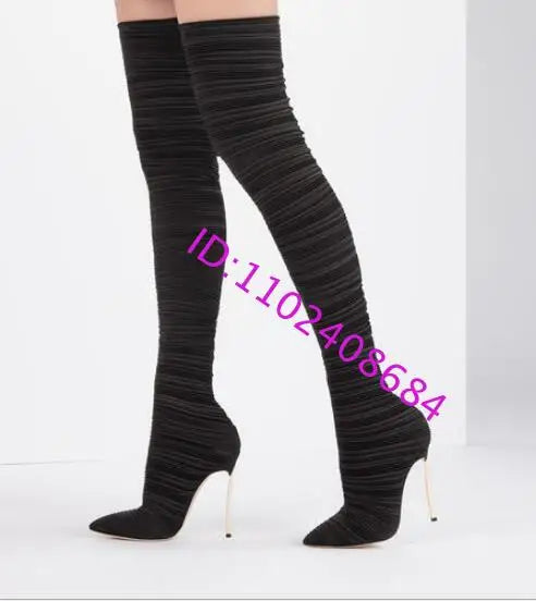 Spiral Pattern Stiletto Over The Knee Boots for Women