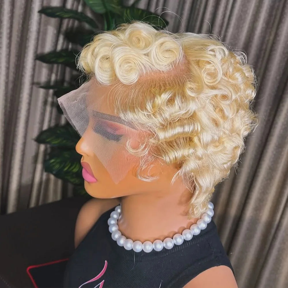 Chocolate Brown Pixie Cut Lace Front Human Hair Wig for Women