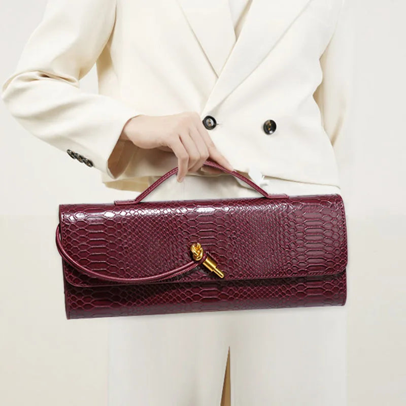 Crocodile Pattern Polyurethane Leather Top Handle Bag for Women