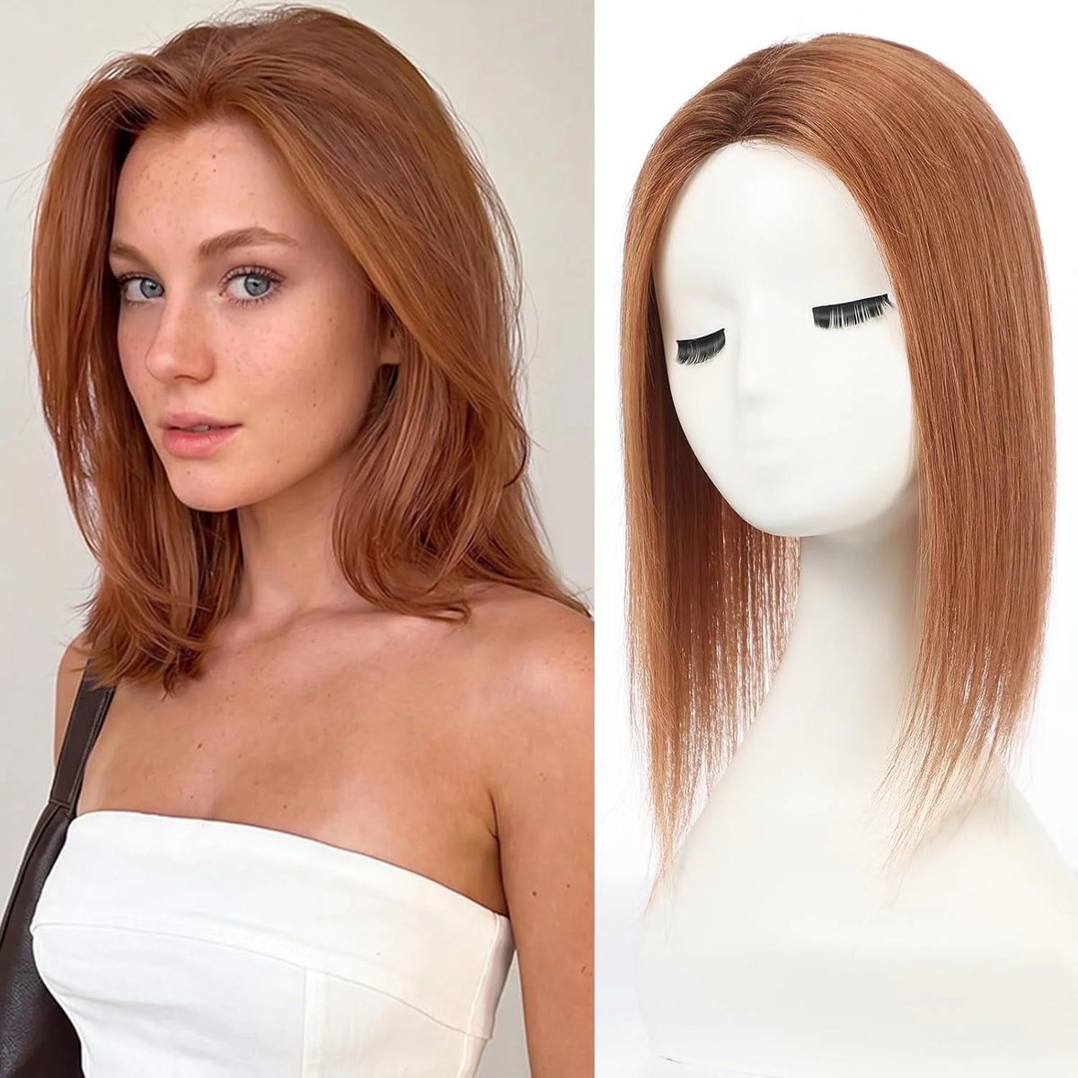 Brown And Blonde Highlighted Lace Front Hair Topper For Women
