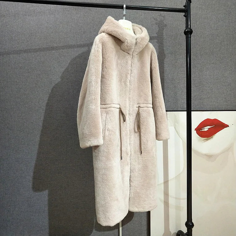 Long Real Fur Hooded Parka Coat