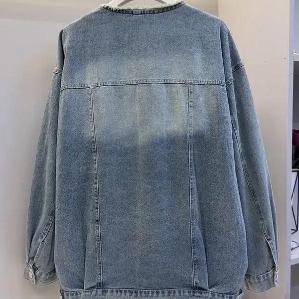Lightweight Loose Embroidered Denim Jacket for Women
