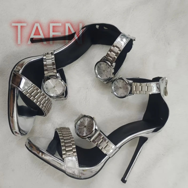Embellished Strap Open Toe Stiletto Sandals for Women