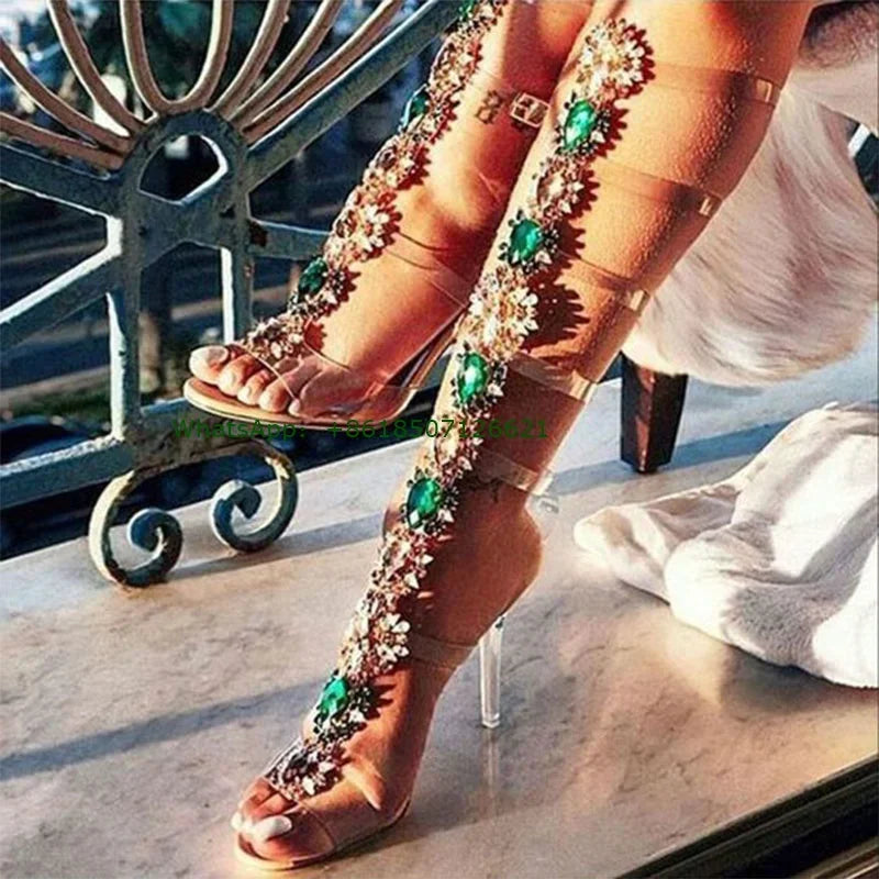 Transparent PVC High Heel Gladiator Sandals For Women