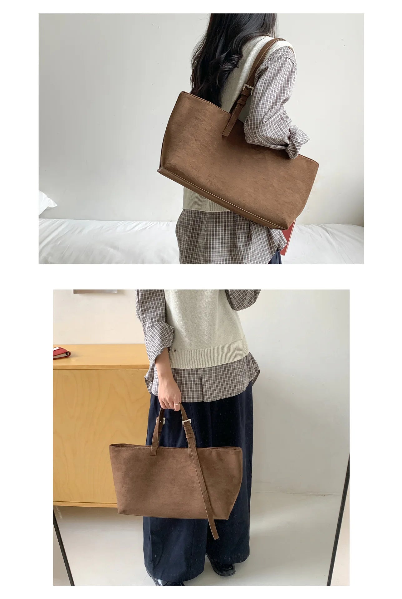 Large Capacity PU Leather Casual Soft Tote Bag for Women