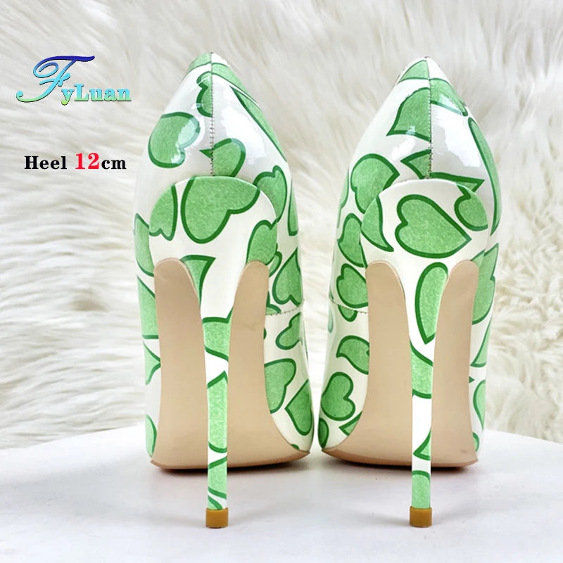 Green Patent Leather Pointed Toe High Heel Pumps for Women