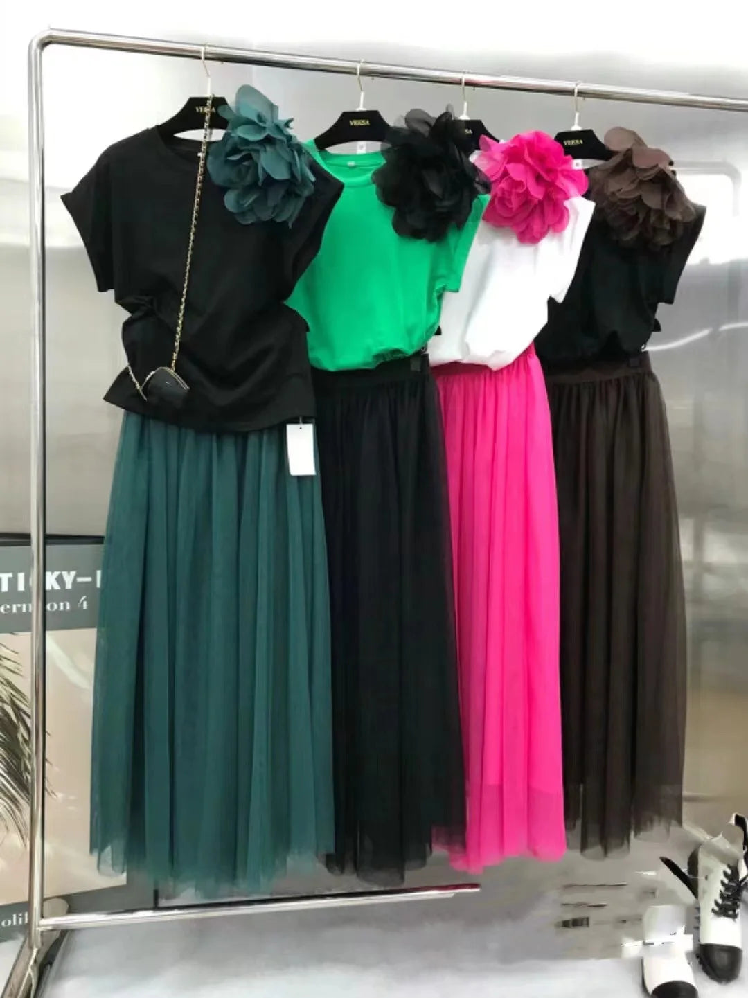 Floral Stitch Summer Two Piece Dress Set for Women
