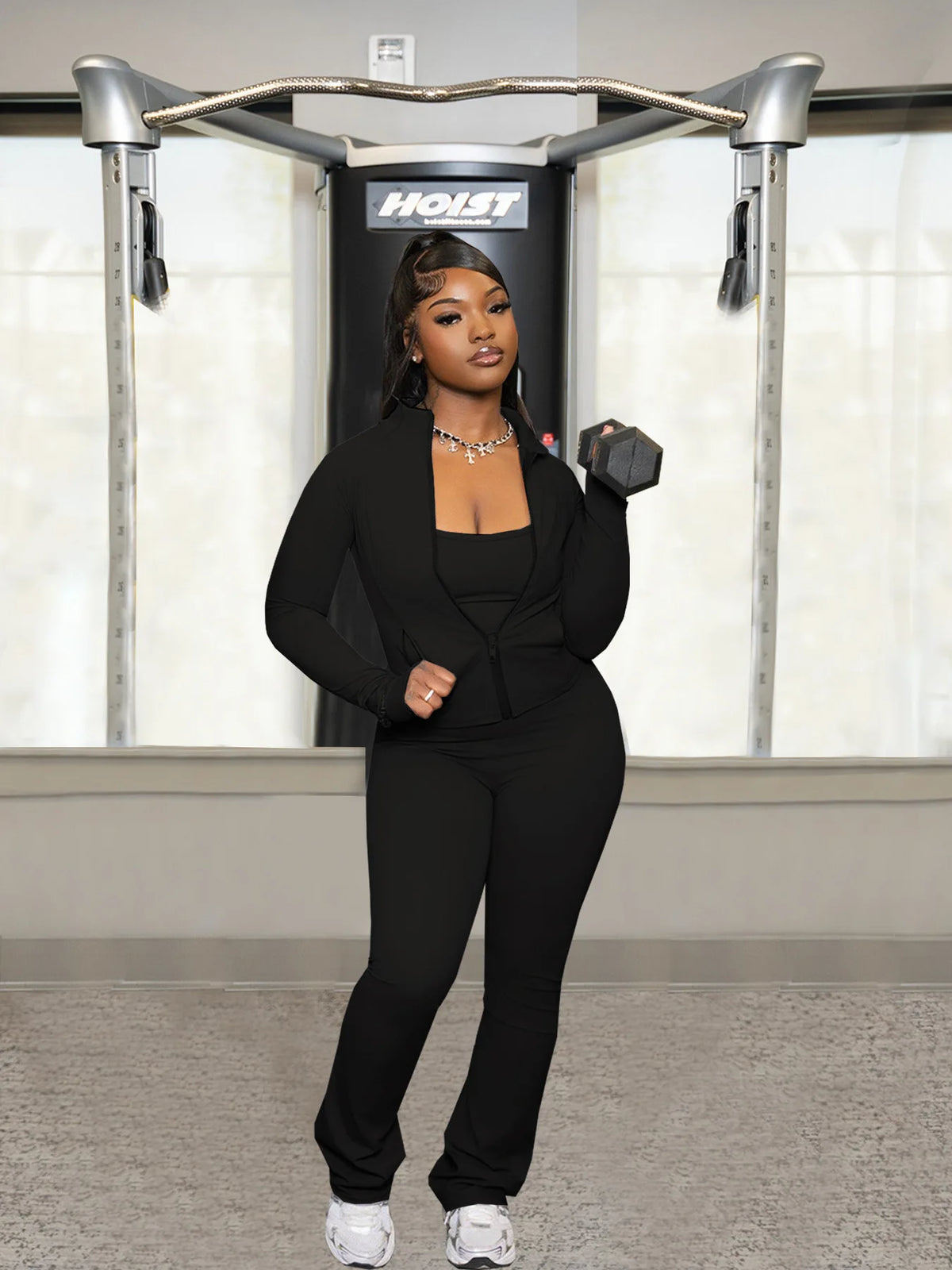 Zip Jacket And High Waist Jogger Set