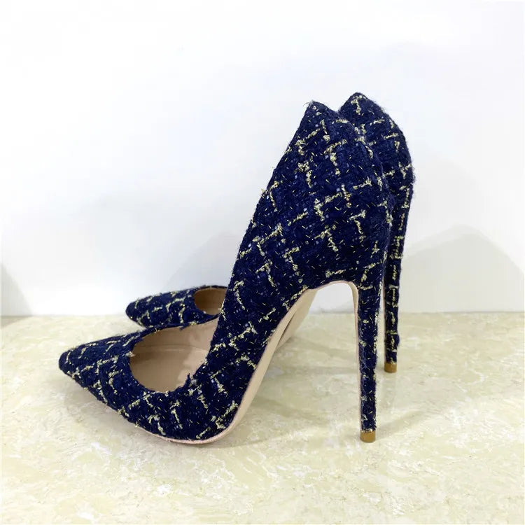 Woven Pointed Toe Stiletto High Heel Pumps for Women