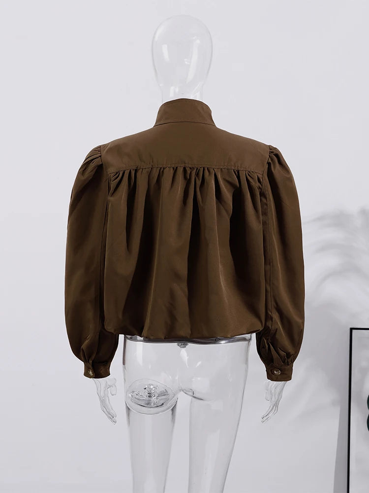 Lightweight Standup Collar Solid Short Jacket for Women