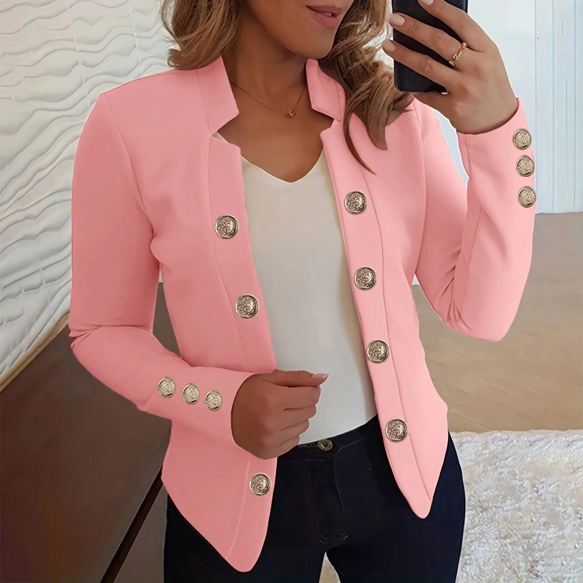 Lightweight Cropped Hooded Office Jacket for Women