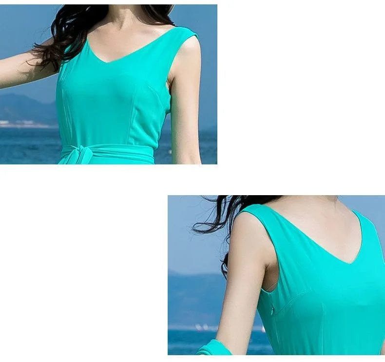 Plus Size Chiffon High Waist Maxi Dress