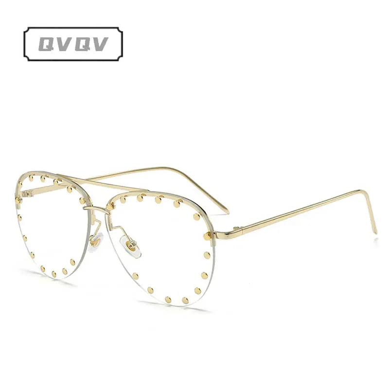 Oversized Rimless Gradient Pilot Sunglasses for Women