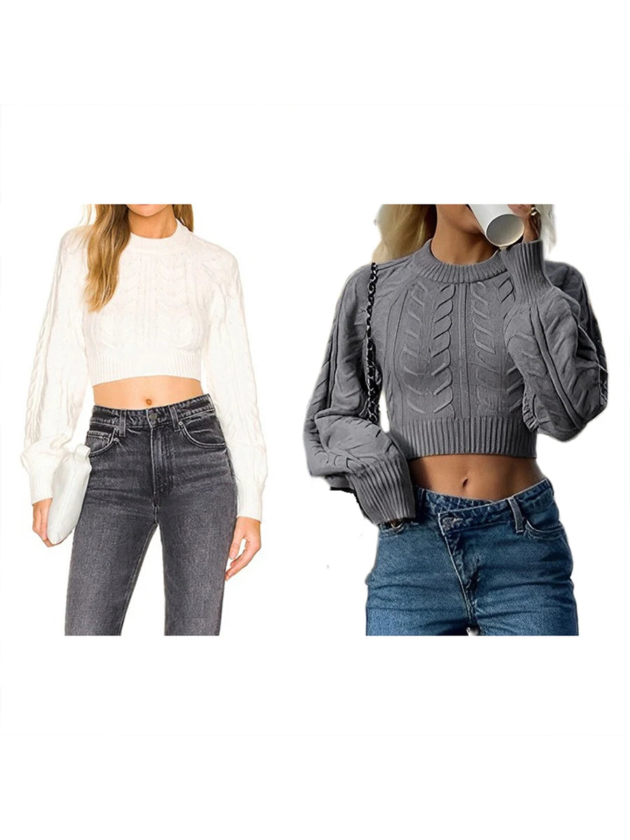Women'S Knitted Sweater With Backless Lace Up Round Neck Long Sleeved Crop Top  Casual Streetwear  Bow Knit Sweater
