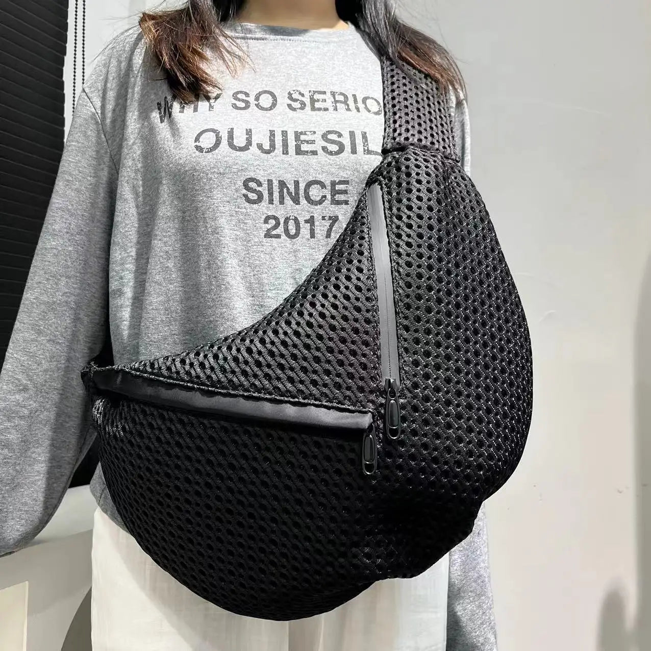 Casual Mesh Crossbody Bag With Large Capacity for Women