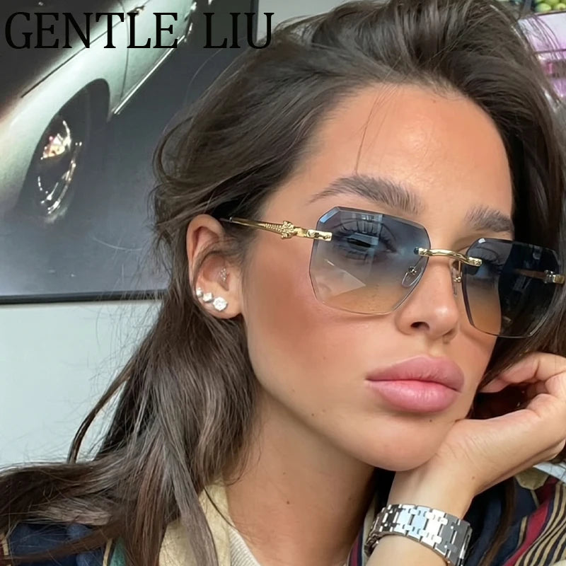 Square Rimless Fashion Sunglasses