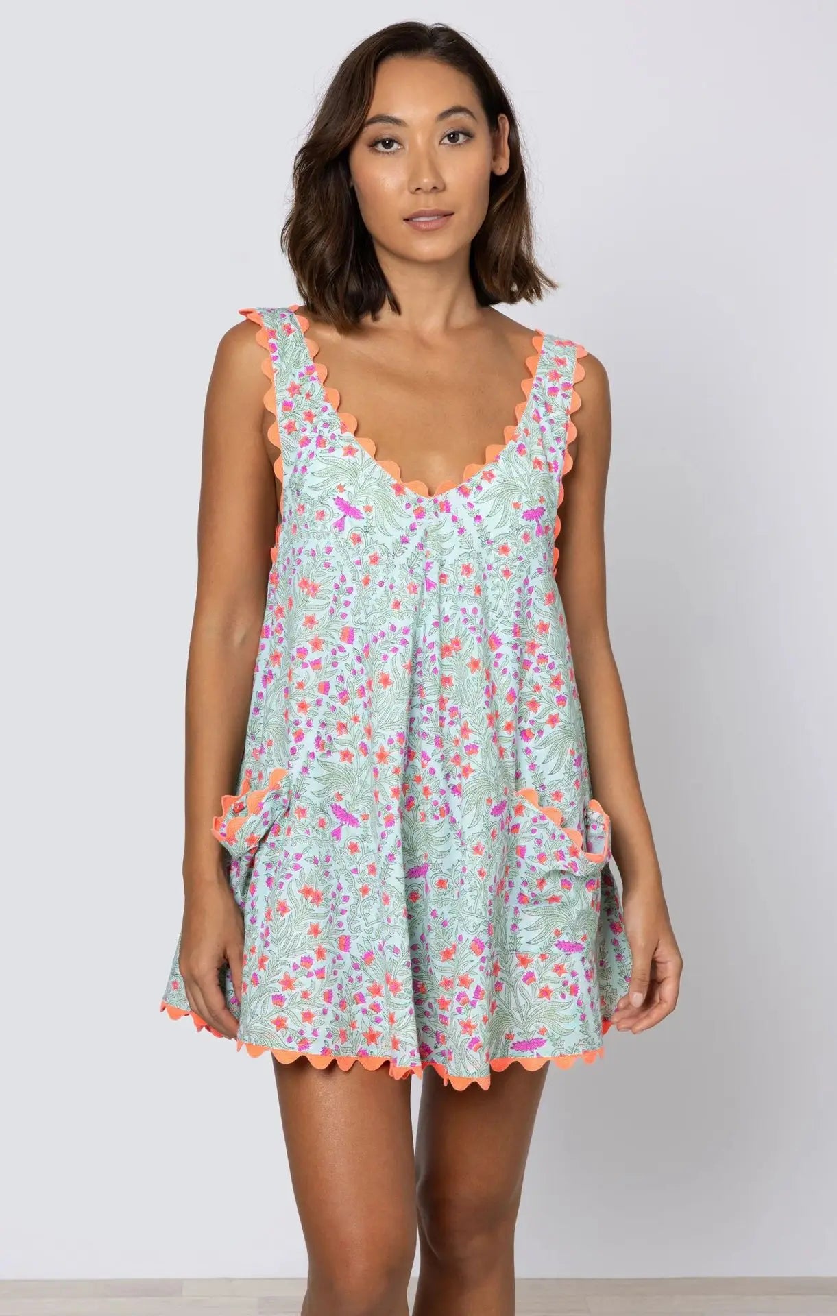 Colorful Floral Print Vest Dress Women Sexy Backless V-neck Sleeveless Beach Vacation Mini Dresses Female Spring Summer Vestidos