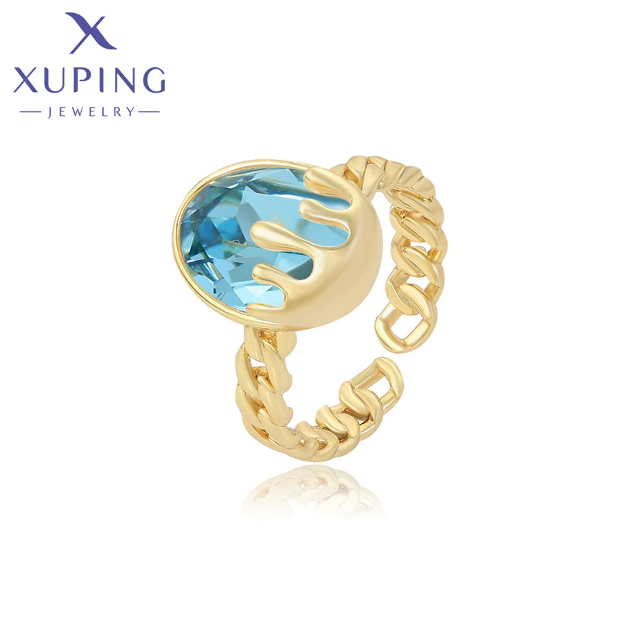 Open Gold Plated Crystal Cocktail Ring