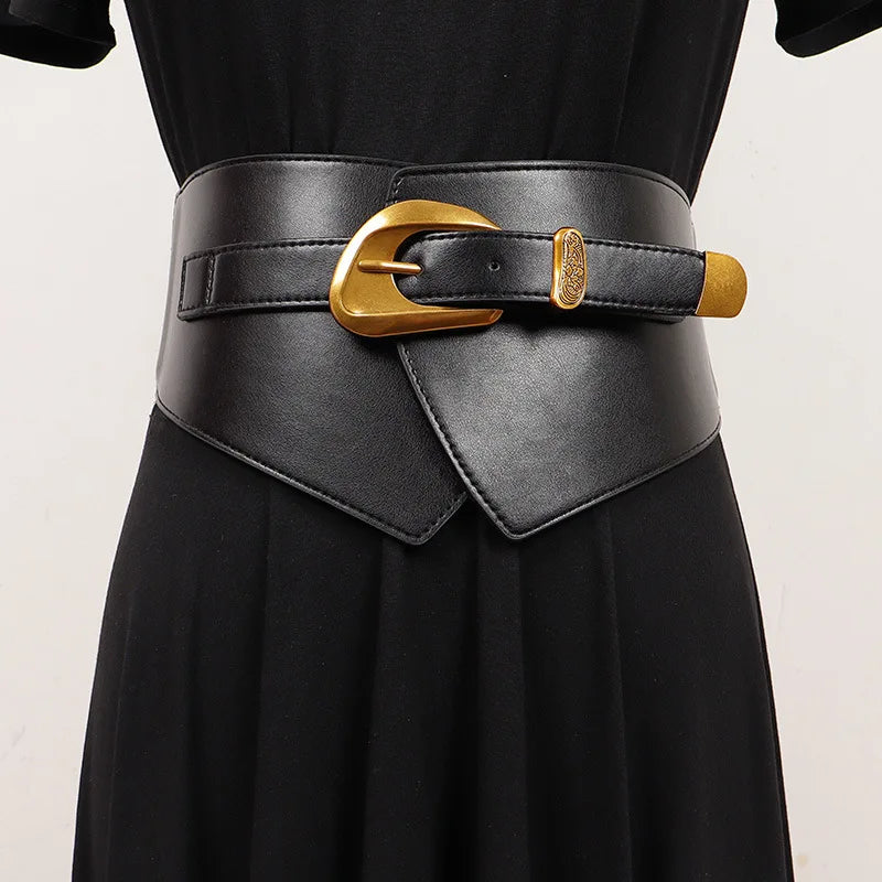 Wide Black Elastic Waist Cincher Corset Belt for Women