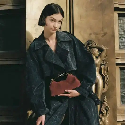 Mini Boomerang Faux Suede Bag, Luxury Designer Handbag for Ladies Elegant, Women's Fashionable Shoulder Bag with Metal