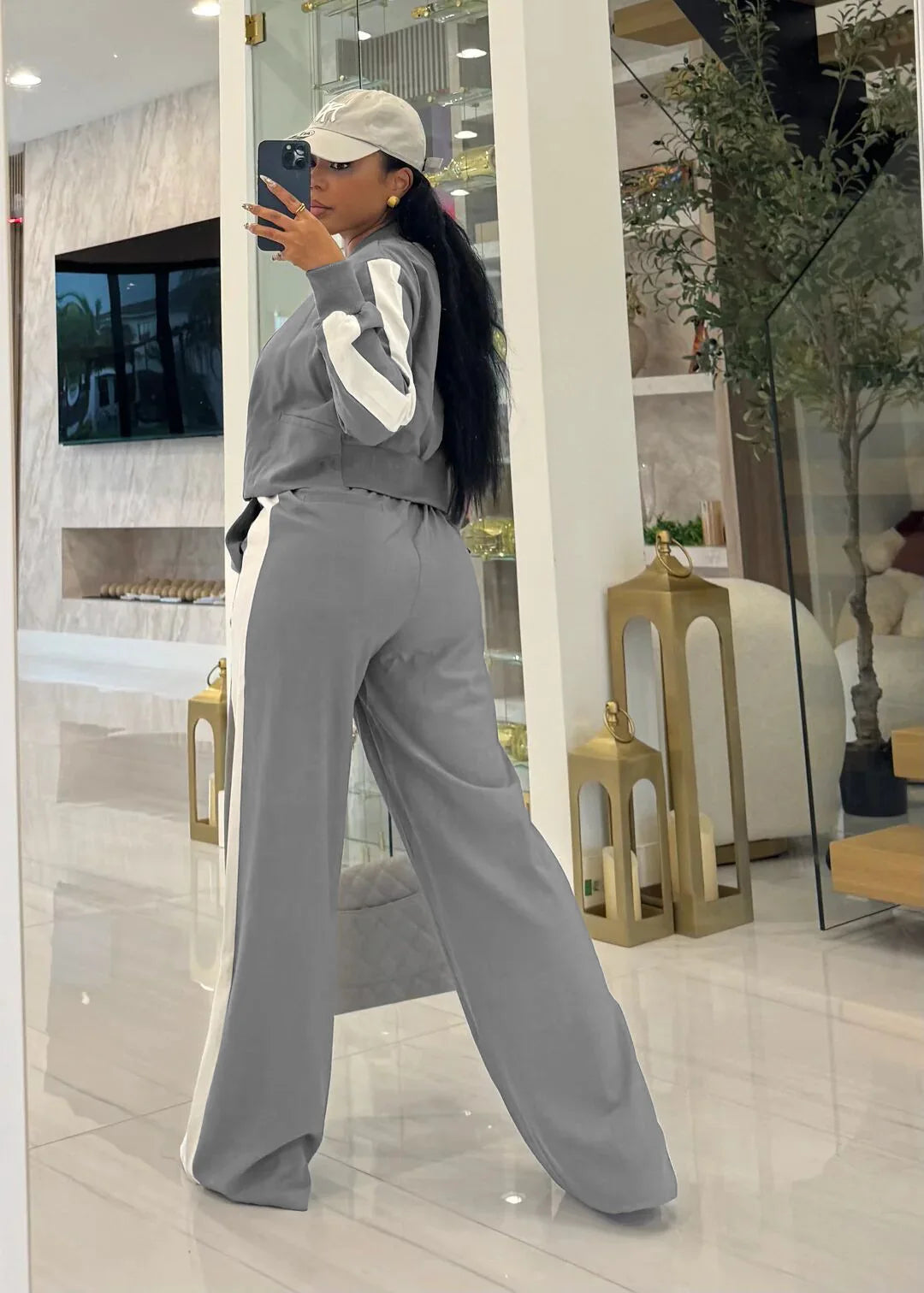 FAGADOER Fashion Sports 2 Pieces Set for Woman Long Sleeve Crop Top and Long Pants Matching Suit Female Streetwear Clothing New