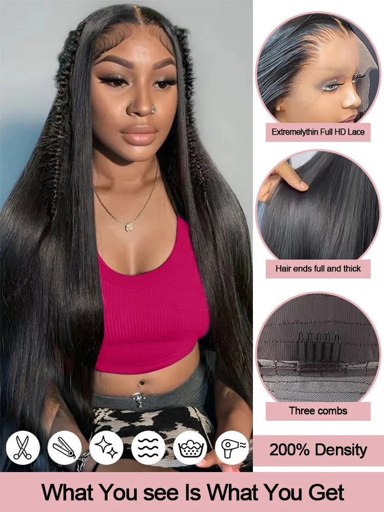 Brazilian Bone Straight Full Lace Human Hair Wig for Women