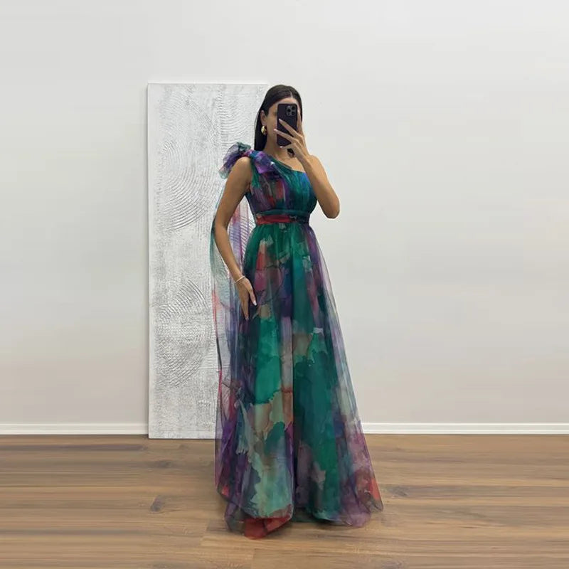 Casual Party Mesh Printed Lightweight A-Line Dress for Women