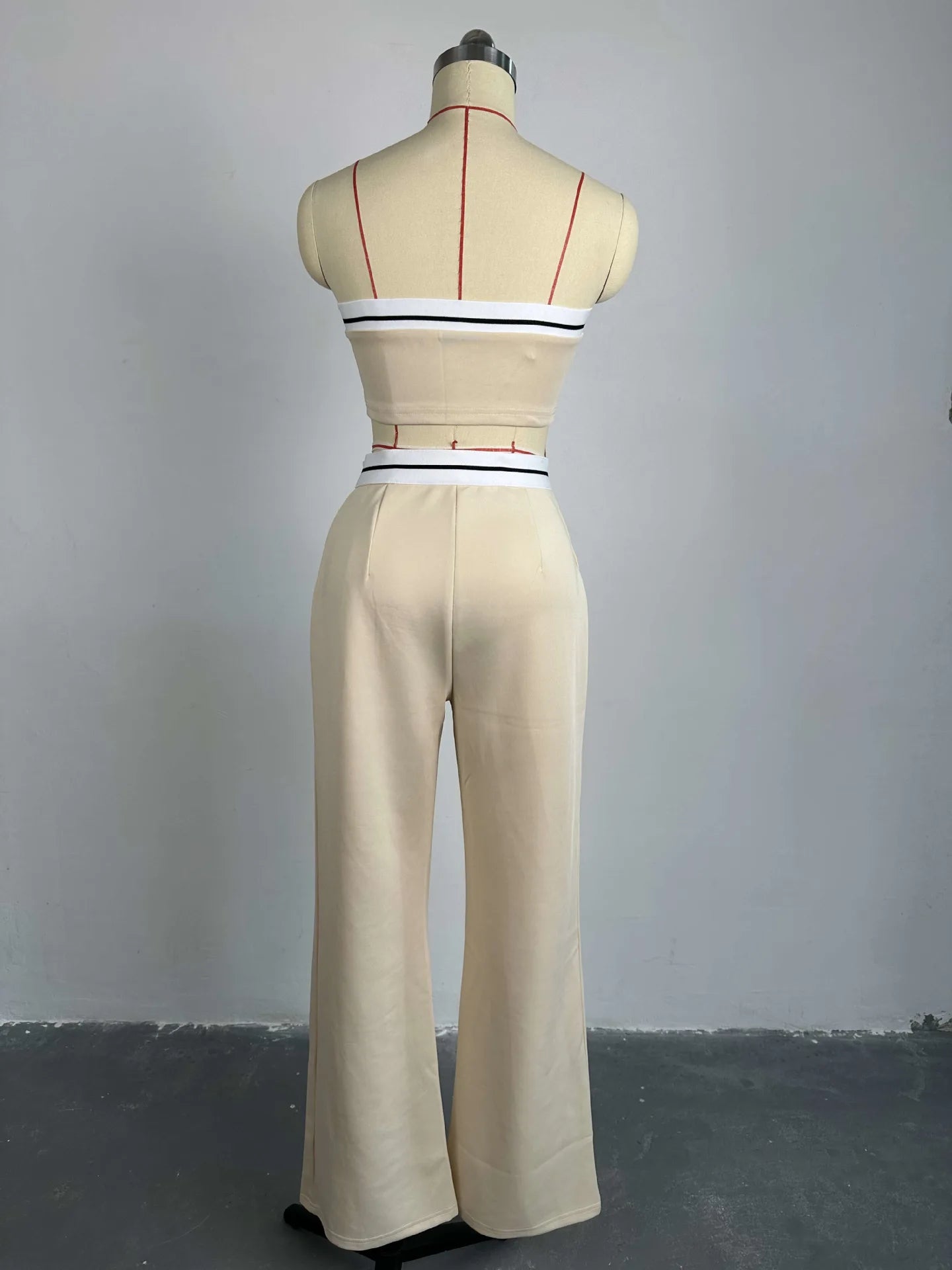 Strapless Vest With Pockets Two Piece Pants Set