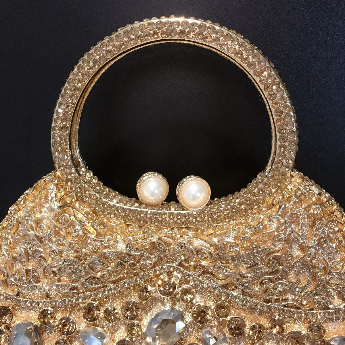 Rhinestone Hollow Metal Evening Clutch Purse for Women