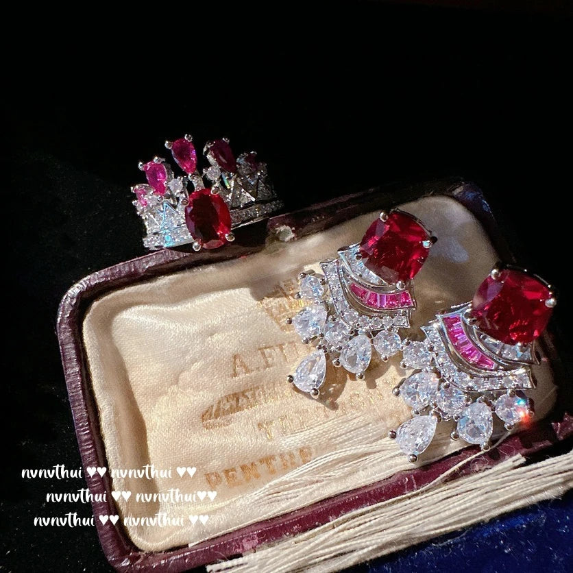 Water Drop Cubic Zirconia Earring and Ring Set for Women