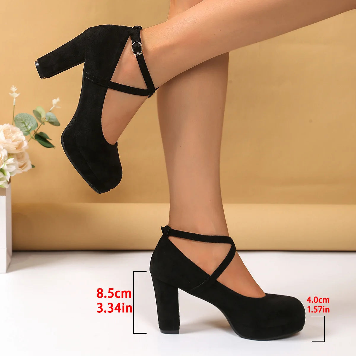 Square Heel Mary Jane Pump With Buckle