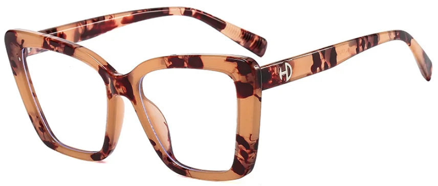Vintage Black Floral Square Reading Glasses With Blue Light Filter for Women