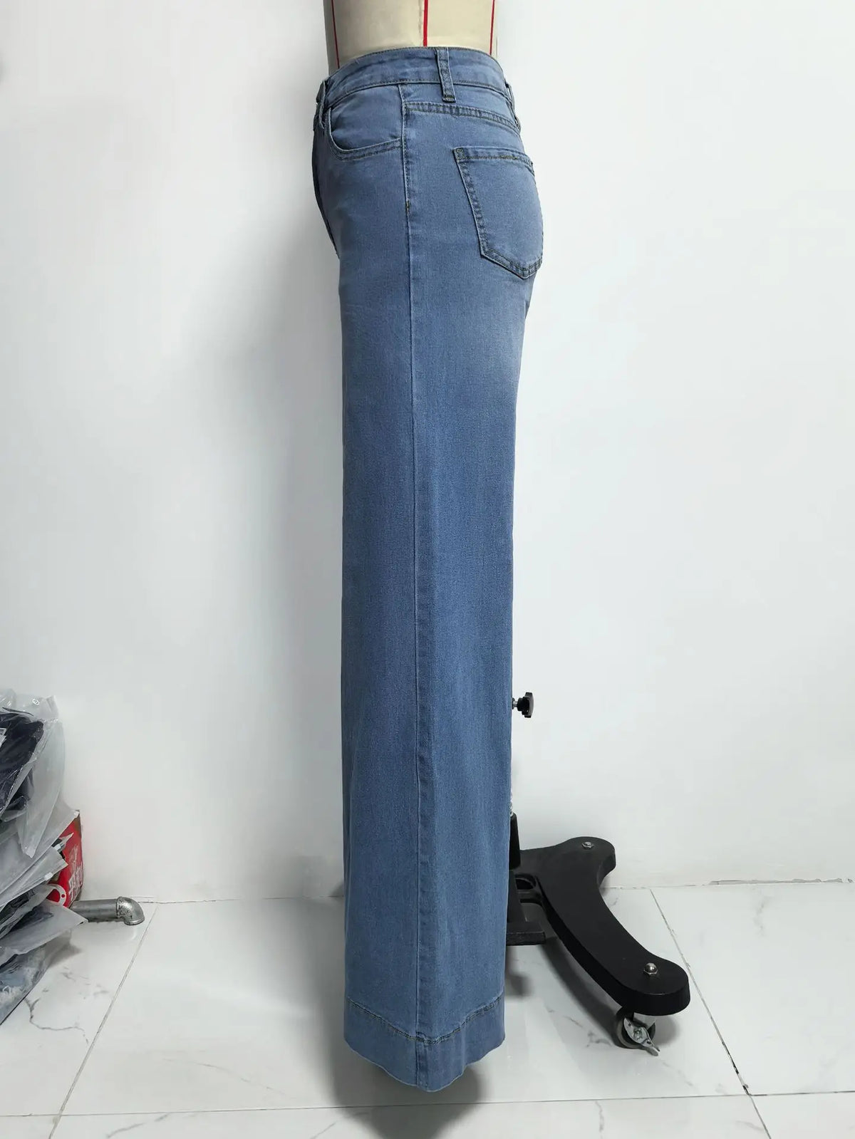 Distressed High Waist Wide Leg Jeans