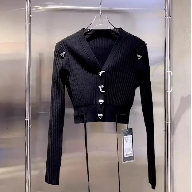 Regular Fit V Neck Long Sleeve Knit Cardigan For Women