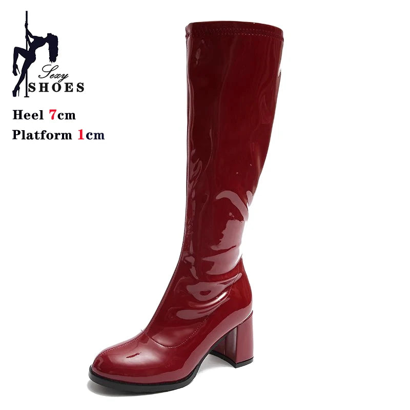 Elegant Shimmering Knee-High Go-Go Boots for Women