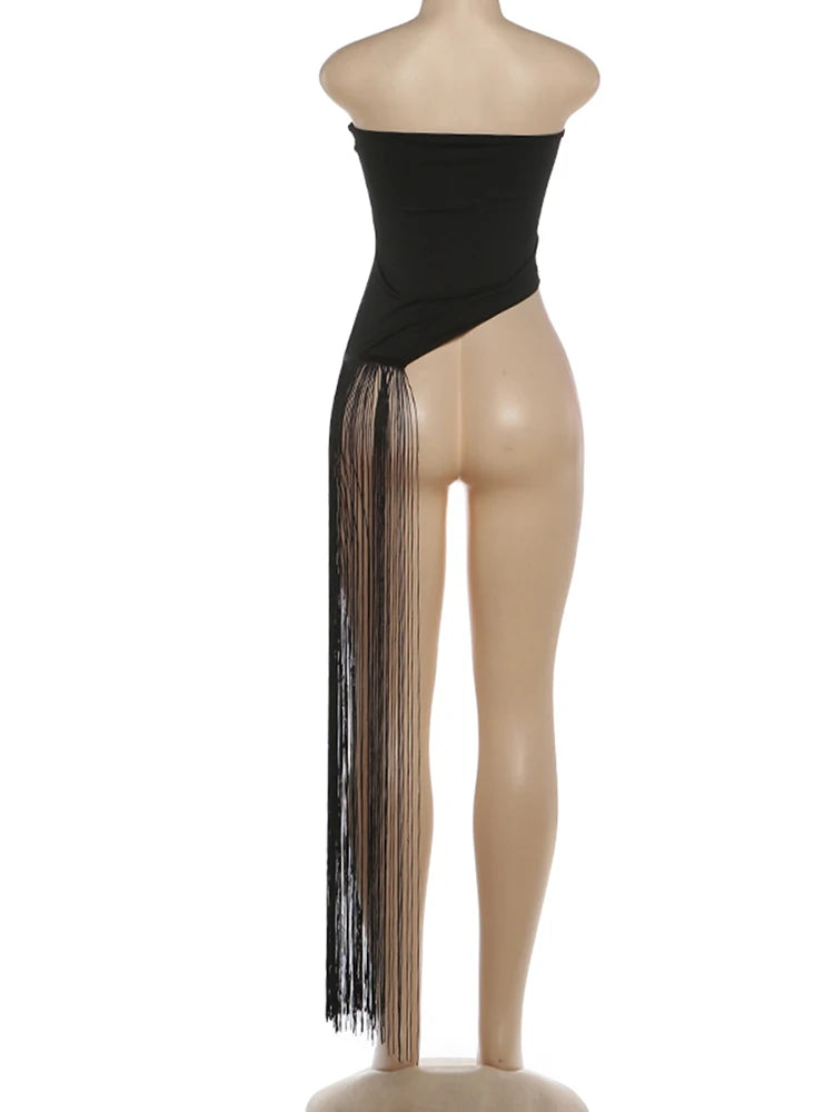 Strapless Backless Tassel Wrap Summer Top for Women