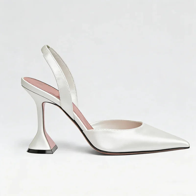 Satin Pointed Toe Back Strap High Heel Sandals for Women