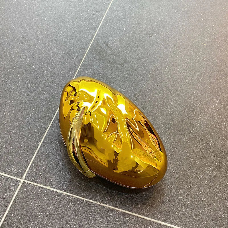 Shiny Egg Shaped Acrylic Hard Shell Clutch Bag for Women