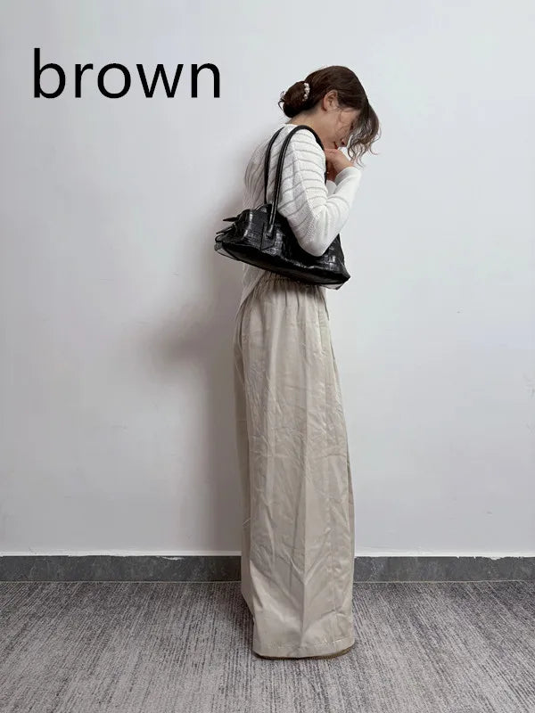Retro Crocodile Pattern Large Capacity Tote Bag Design Women's Pleated  Leather Shoulder Bag Female Daily Commuter Bag 2025