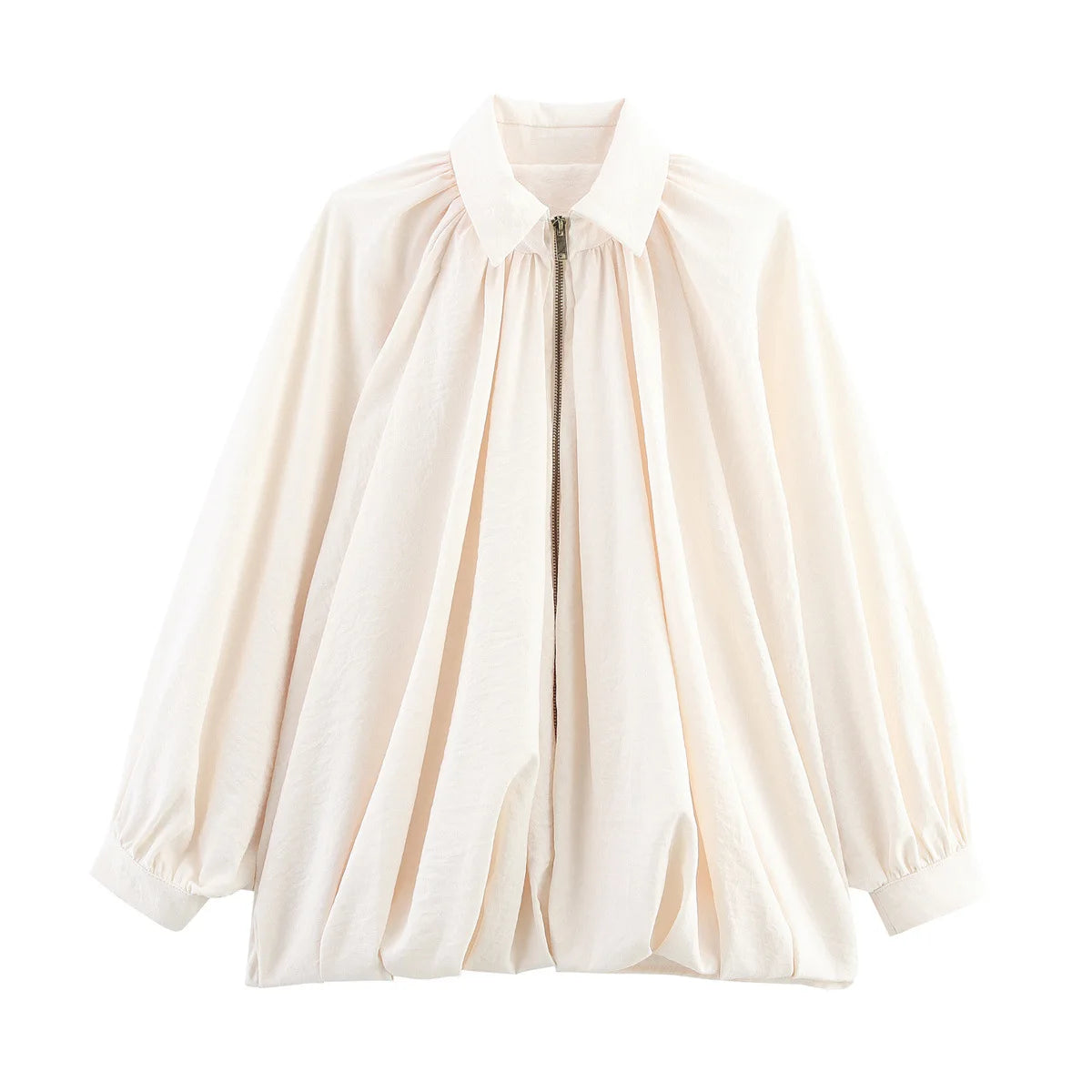 Ruffled Oversized Long Sleeve Bomber Jacket for Women