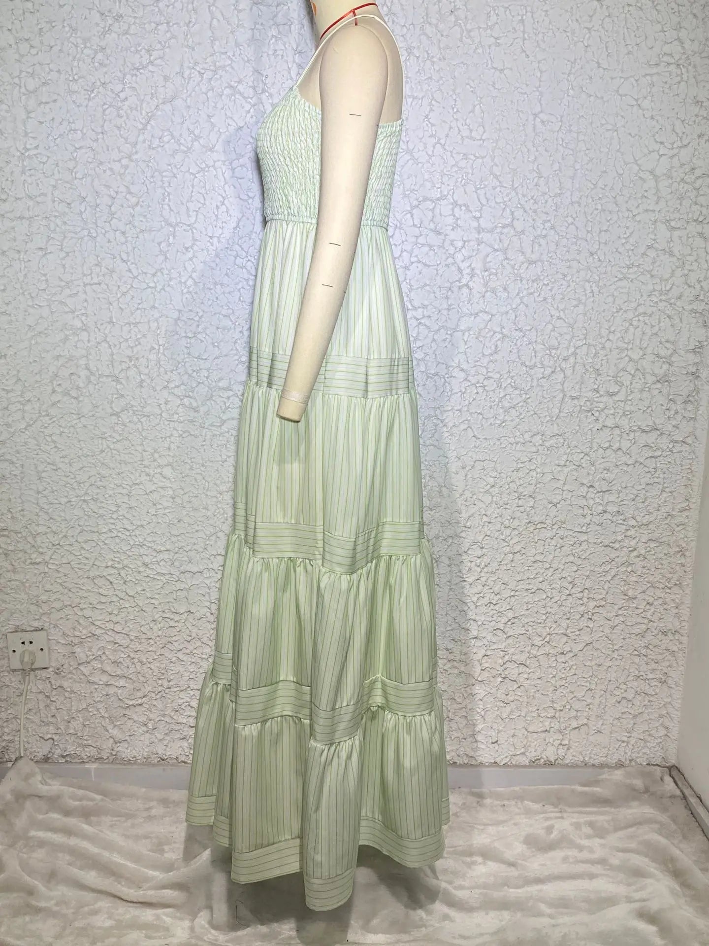 Elegant Striped Spaghetti Strap Maxi Dress for Women
