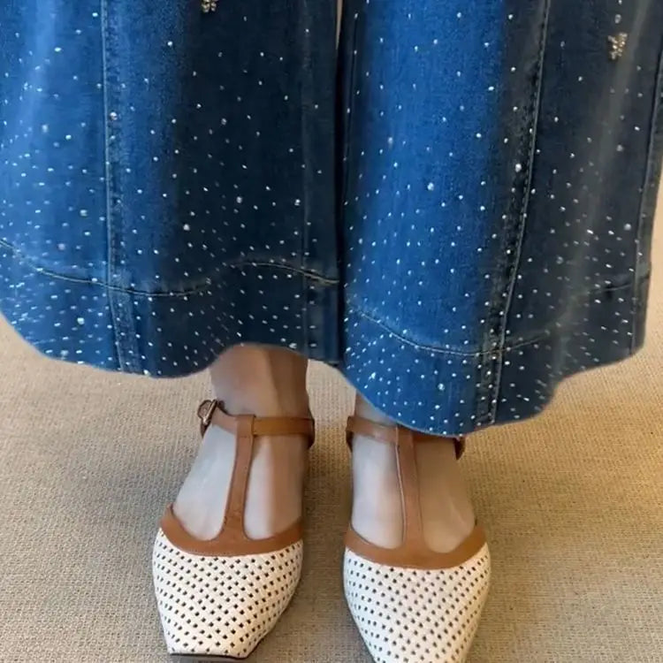 Square Toe Mid Heel Open Back Mules