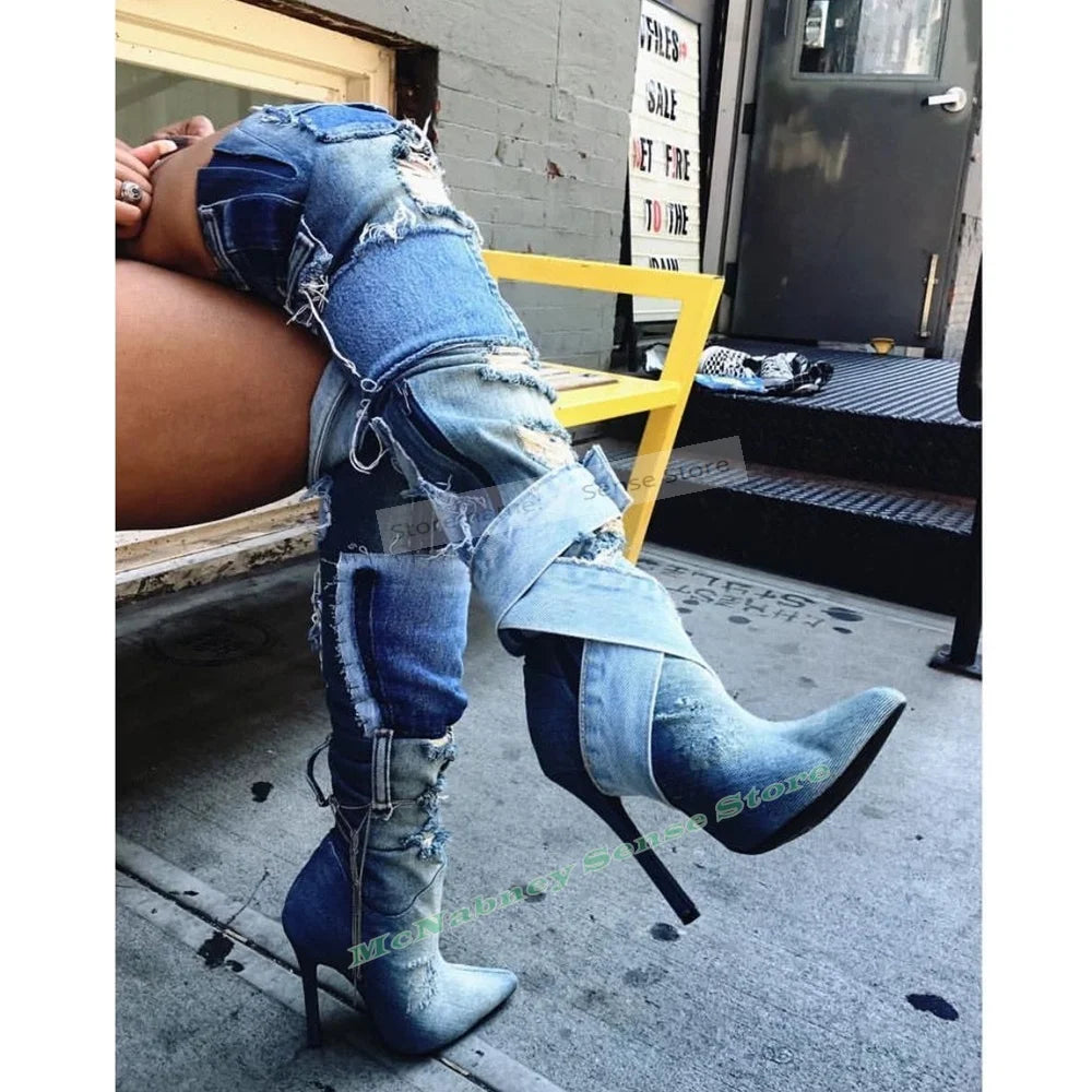 Elegant Pointed Toe Cowboy Boots With High Heels For Women